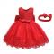 Fashion Multi-layer Girl`s Dress+headwrap- Red