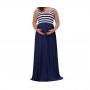 Fashion Women`s Blue Sleeveless Maternity Maxi Tank Dress