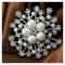 Fashion Women Large Snowflake  Pearls Rhinestones Crystal Brooch Pin Jewelry(White)