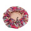 123k Fashion Women Floral 2-Layer Satin Sleep Hat Bonnet Hair Care Cap Head Wrap-Wine Red
