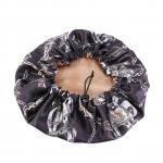 123k Fashion Women Floral 2-Layer Satin Sleep Hat Bonnet Hair Care Cap Head Wrap-Black