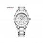 Longbo 80303 Brand Fashion Watch Women Luxury Imitation Ceramic and Alloy Bracelet Waterproof Quartz Watch Ladies Elegant Watches - White