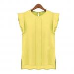 Generic Ruff  Sleeveless Top Chiffon T-Shirt-yellow-M