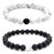 Generic 8mm Matte Black Natural White Turquoise Couple Bracelet A Suit