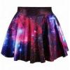 Generic Female Casual Pleated Skirt Flared Mini Skirts With Starry Sky/Plaid Pattern-black&grey-L