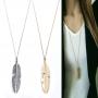 Fashion Simple Classic Pendant Necklace Feather Necklace
