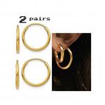 Fashion 2 Pairs Gold Plated Hoop Loop Earrings