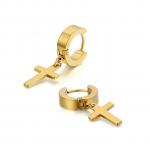 Fashion Mens Cross Huggie Hinged Hoop Earrings Unisex Set
