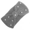 Fashion Crochet Knitted Wool Hair Band Pearl Decor Headband Bowknot Head Wrap