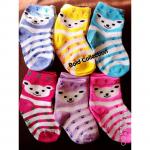 Fashion 3Pair Warm Stripped Bear 0-12M Boy Girl Baby Socks