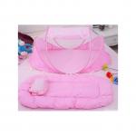 Generic Portable Baby Mosquito Net Pink with mattress-Foldable