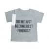 Fashion Baby Short Sleeve T-shirt BEST FRIENDS Printed Tops Pullover Infant Clothes-Grey