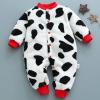 Generic Autumn and Winter Babies Cow Texture Coral Fleece Warm Jumpsuit Romper, Size:73cm(Cow F)