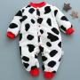 Generic Autumn and Winter Babies Cow Texture Coral Fleece Warm Jumpsuit Romper, Size:73cm(Cow F)