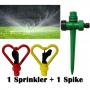 Generic 360° Rotating Garden Sprinkler + Base Spike Stand Watering System Water Hose Lawn Spray Full Kit