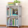Generic Plastic Steel Tube Multifunctional Combination Holder Student Books Shelf Floor Storage Rack(Gray)