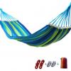Generic Canvas Camping Hammock Bend Wood Stick steady Hamak rainbow blue