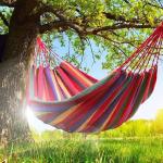 Generic Outdoor Camping Hiking Garden Hammock Hanging Bed Stripes