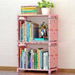 Generic Plastic Steel Tube Multifunctional Combination Holder Student Books Shelf Floor Storage Rack(Cherry)