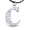 Generic Trendy Titanium Steel Letters Necklace Pendant A-Z Silver Color Metal Chain-Silver