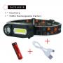 Generic Mini Head Lantern 3 Modes Rechargeable Headlamp 18650 Led Flashlight With Battery USB Waterproof COB Head Light USB Headtorch BIL