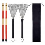 Generic 2pcs Drumsticks Drum Sticks Brush With Storage Bag For Folk Music
