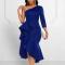 Aomei Party One Shouler Ruffles Hem Dress Sexy Dark Blue