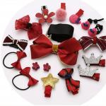 Generic Princess Headwear Set Girls Hair Accessories Ribbon Bow Hair Clip Hairpins Box-grey