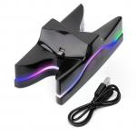 Generic Special UFO Shape 2 X USB Charging Dock Station Stand / Controller Charging Stand For PS4 Playstation 4 With Multi Colors LED(Black)