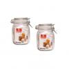 Bon Appetit Square BA Glass Jar 1L With Clip (2pcs)