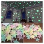 Generic 100pcs 3D Stars Glow In The Dark Wall Stickers Luminous