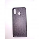 Generic Back Cover For Samsung Galaxy A30 Cloth Texture Leather Finish Silicone Hybrid Side Case (Black/grey, Grip Case)