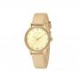 Generic Diamond Ring Leather Belt Quartz Watch Simple Waterproof Wrist-Gold