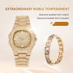 Xinew 2 In 1 XINEW Luxury Men`s Calendar Watch+Free Hiphop Bracelet Set
