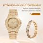Xinew 2 In 1 XINEW Luxury Men`s Calendar Watch+Free Hiphop Bracelet Set