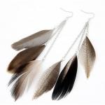 Generic Feather Earrings for Women Grey
