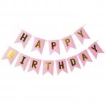 Generic Happy Birthday Letter Banner - Pink & Gold