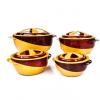 Redberry Sparkling Moon Insulated Hot Pot - 4PCS Set - Maroon/Yellow