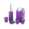 6Pc Bathroom Accessory Set Bin Soap Dish Dispenser Tumbler Toothbrush Holder - Purple