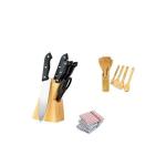 Kitchen Knife Set + Four Wooden Spoons + Kitchen Towels