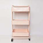 Movable kitchen 3 tier stainless steel pink