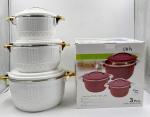 3pcs  set Hot pots size 2500ml,4500ml,and 6500ml color white