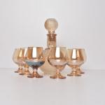 Decanter gold 800ml with short glass wine whisky glass