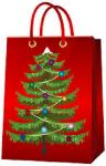 42 X 32 X 11.5 cm Paper Gift Bag, Red, Merry Christmas Glittered