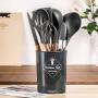 Generic Silicon Non-Stick Cooking Spoons Set Black -11pcs