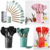 Generic Silicon Non-Stick Cooking Spoons Set Pink -11pcs