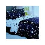 1 Duvet, 1 Bed sheet, 2 Pillowcases - Blue & White with Star Print