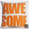 Throw Pillow Printed AWESOME - 16" x 16" - White and gloden brown