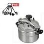 Pressure Cooker - Explosion Proof - 5 Litres+ A FREE Set Of 6 Nonstick Cooking/Serving Spoons Silver