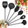 6 Piece Non-Stick Cooking Spoons Set - Black Normal